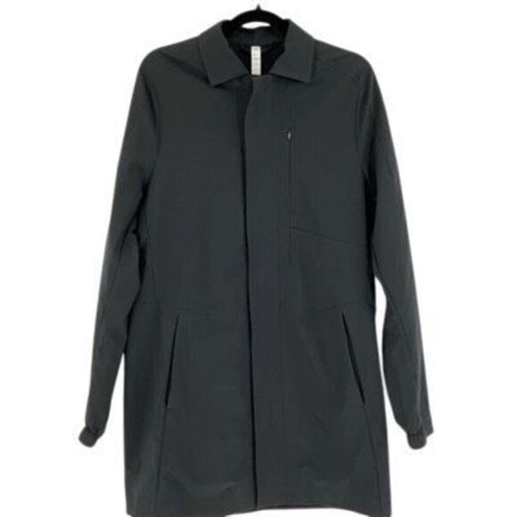 Lululemon Gray Long Full Zip Collared Trench Coat Jacket Size Small - Picture 1 of 5